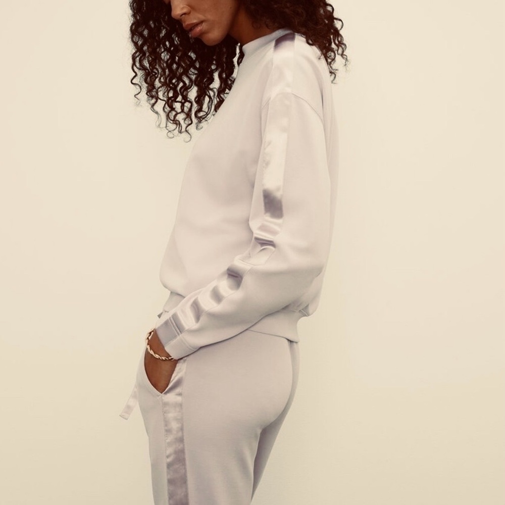 Club Monaco Cream Satin Trim Jumpsuit